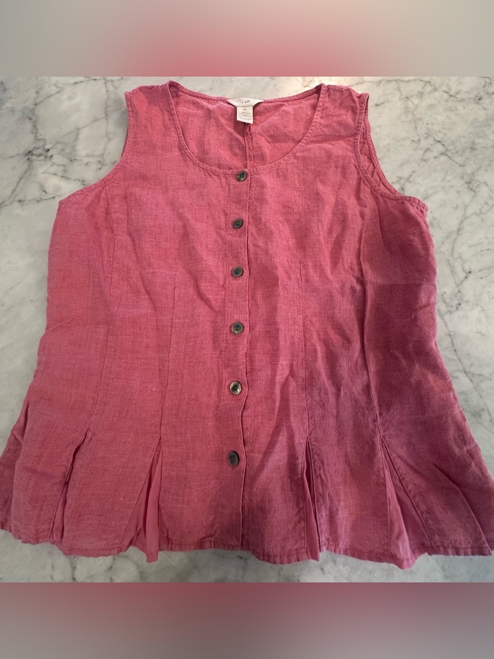 Nantucket Red Chambray 💯 LINEN shirt Medium New NWOT J Jill July 4th cool top